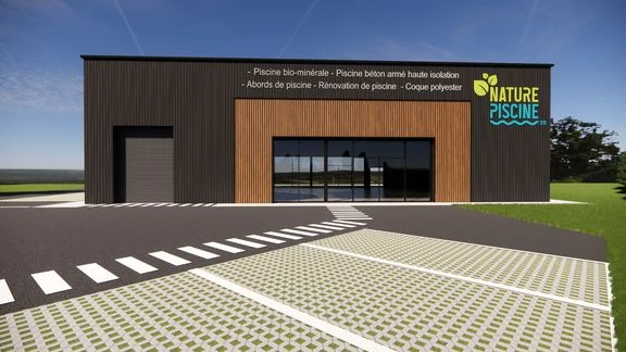 Vue en plan de l’implantation du bâtiment professionnel et de ses abords