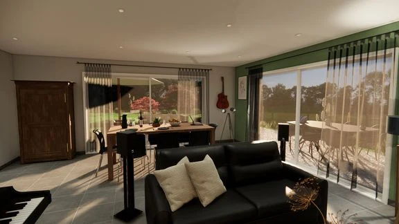 Vue intérieure d’une maison au mobilier personnalisé